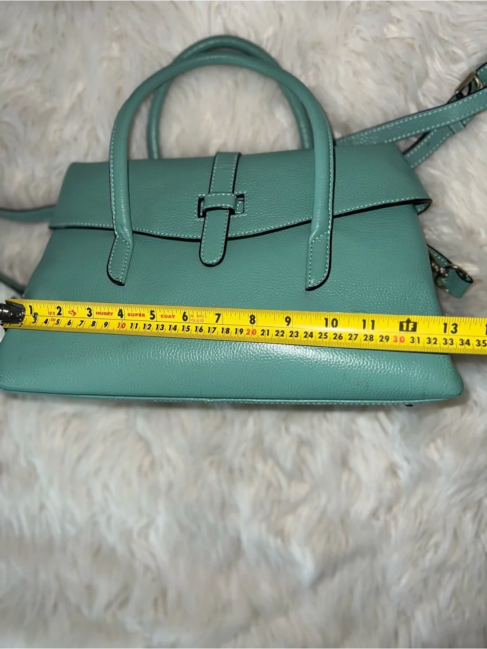 Jack&Chris Style Leather Satchel/Tote Bag - Sage Mint Green